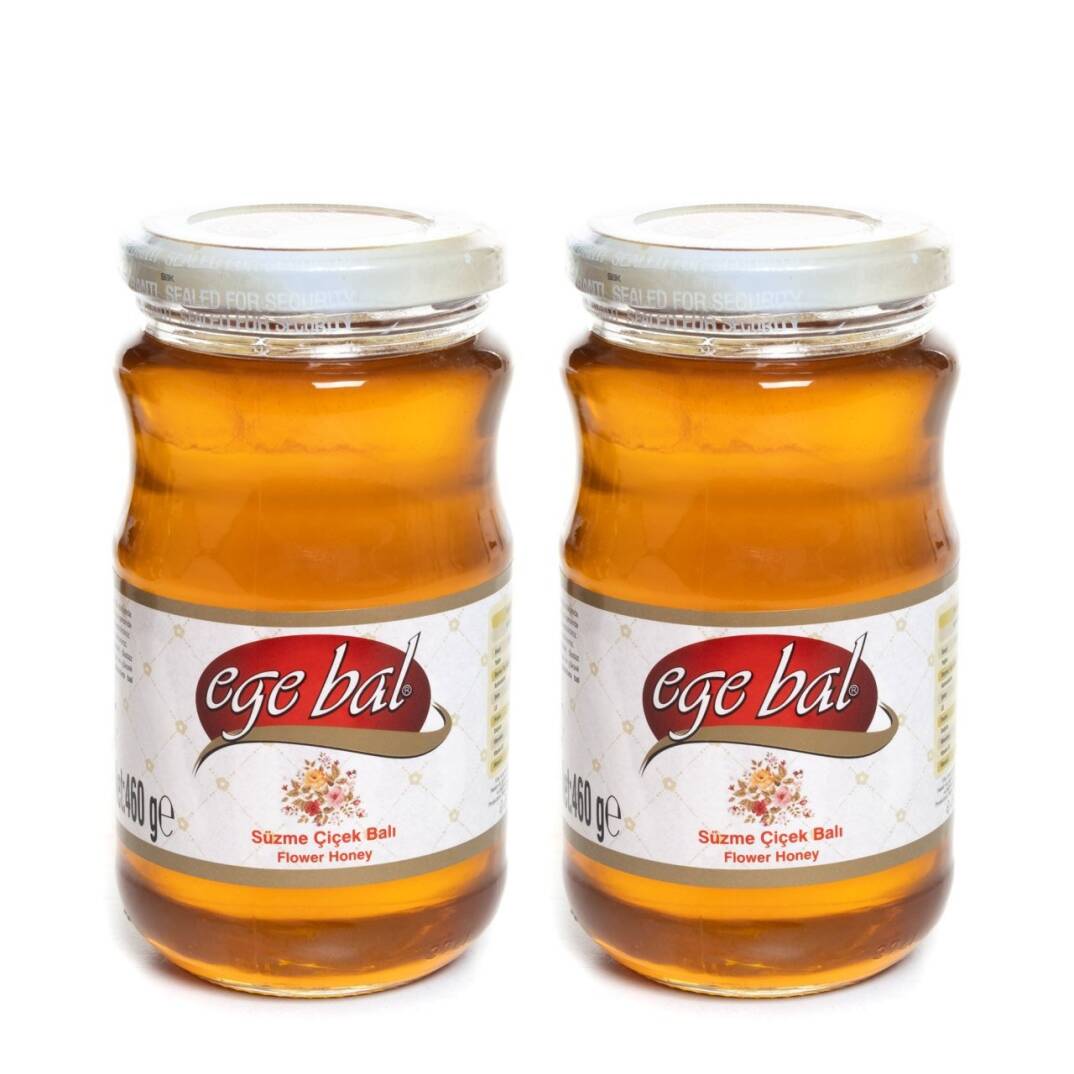 Ege Bal Süzme Çiçek Balı 460g x 2 adet Cam Kavanoz - 1